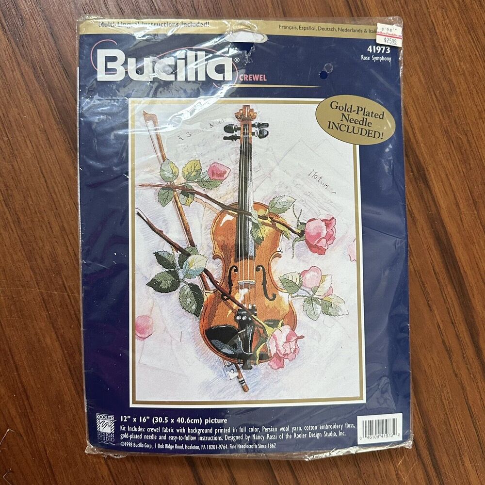 NEW Bucilla Crewell Rose Symphony #41973 Violin